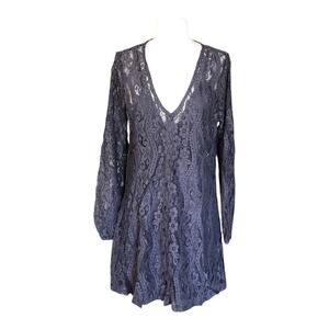 LoveStitch NWT Romantic Love Letter Dark Gray Feminine Lace Mini Dress Medium
